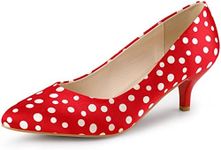 Allegra K Women's Pointed Toe Polka Dots Kitten Heels Red Pumps 6.5 M US