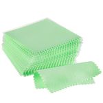 CATIFLIN 100pcs Jewelry Cleaning Cloth, Silver Polishing Cloth Individually Wrapped, Small Jewelry Polishing Cloth for Sterling Silver, Gold, Platinum and More (Green, 3.15" x 3.15")