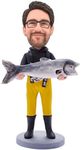 Generic POPULARBOBBLEHEADS Customized Bobblehead Dolls, A Fishing Man Holding Fish in Both Hands Handmade Personalized Sculpture Gifts for Men, Boyfriends, Husbands, Office Colleagues or Bosses