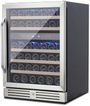 GarveeTech 46 Bottle Wine Cooler Refrigerator, 24 Inch Dual Zone Built-in Wine Fridge, Under Counter Wine Cellar, Double-Layer Tempered Glass Door with Lock, Digital Temperature Control