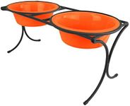 Platinum Pets Bistro Double Diner Feeder with Stainless Steel Dog Bowls, Large, Hunter Orange