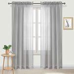 DWCN Grey Sheer Curtains, 84 Drop Rod Pocket Top Semi Transparent Light Filtering Net Curtains, Voile Curtains for Living Room and Bedroom, 52" Wide x 84" Drop, Set of 2 Panels