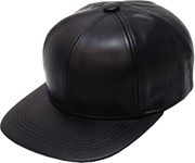 KB-Ethos KBETHOS Genuine Leather Flat Bill Baseball Hat Cap - Black