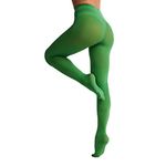 Frola Women's 80 Denier Soft Semi Opaque Solid Color Footed Pantyhose Tights,Clover Green,XX-Large