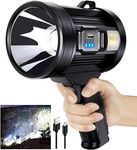 KEYOZA Rechargeable Spotlight, Large Handheld Flashlight, Large Flashlight LED searchlight, Super Bright Outdoor Solar Spotlight (100,000 lumens LED)