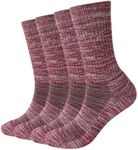 EnerWear 4 Pack Women's Merino Wool Outdoor Hiking Trail Crew Sock (US, Numeric, 9, 11, Regular, Regular, Violet/Grey Stripe/Multi)