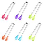 6PCS Little Tongs, Hand Shape Silicone Mini Tongs, 5Inch Tiny Tongs for Sugar Cubes, Serving Food, Colorful Food Tongs Perfect for Kids by Hovesty