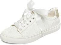 JIAJIA 8834A Wedding Shoes Bridal Sneakers Flats Bride Tennis Shoes Lace Sneakers Colour Ivory,Size 10.5 B(M) US/42 EU