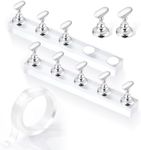 Makartt Press On Nail Stand: Silver Nail Stand for Nails Art Display Practice Nail Holder for Painting Nails Stand for False Nail Press On Designs Magnetic Fake Nail Holder with 1M Double-sided Tape