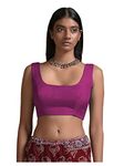 STYLE INSTANT Women's Readymade Banglori Silk Wine Blouse for Sarees Indian Designer Bollywood Padded Stitched Choli Crop Top