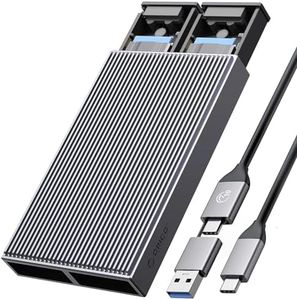 ORICO Dual M.2 NVMe SSD Enclosure, USB C to M2 Adapter for M Key PCIe 2230/2242/2260/2280 M.2 SSDs,Tool-Free Installation Aluminum M.2 Reader Support Trim and UASP up to 2x4TB-BM2-2N