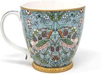 The Leonardo Collection Breakfast Coffee Mug William Morris Strawberry Thief Teal Fine China Large Capacity Tea Cup 480ml (16.9fl oz)