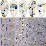 JMEOWIO 8 Sheets Marble French Tip Nail Art Stickers Decals Self-Adhesive Wave Line Nail Supplies Nail Art Design Decoration Accessories