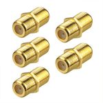 VCE Coaxial Cable Connector, RG6 Coax Cable Extender F-Type Gold Plated Adapter Female to Female for TV Cables,5 Pack