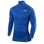 TCA Boys' Pro Performance Compression Base Layer Long Sleeve Top - Mock Neck - Varsity Blue, 10-12 Years