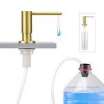 CREA Gold Soap Dispenser for Kitchen Sink, Dish Bathroom Dispenser Countertop Soap Dispenser Pump Built in Soap Dispenser with 39inch Extension Tube Kit, Large Capacity 17 OZ Bottle F55-1PJ……