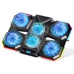 Laptop Cooling Pad Laptop Cooler Stand with 6 Cooling Fans, 7 Height Adjustable 12 RGB with 2 USB Silent Laptop Fan Cooling Pad for 12-17.3 Inch