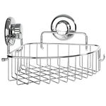 HASKO Accessories - Corner Shower Caddy with Suction Cup - Stainless Steel Basket for Bathroom Storage (Chrome)