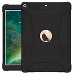 Amzer Rugged Silicone Skin Jelly Slim Protective Heavy Duty Shockproof Case for Apple iPad 9.7, Black (AMZ202271)