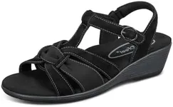 Orthofeet Women's Orthopedic Black Hope Sandals, Size 10.5