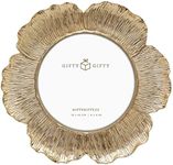 GIFTY GIFTY Circular Gold Floral Photo Frame / 4x4 In | For Tabletop Display | Perfect for Home Decor, Wedding, Graduation, Or Milestone Photos