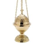 Nklaus incense burner brass with cross gold chain 90cm incense burner hanging incense burner incense burner for church at home 7631