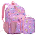 VASCHY Girls Backpack, School Bag Lunch Bag Set for Kids 2-1 Rucksack Bookbag Insulated Lunch Box for Toddlers,Preschool,Daycare,Kindergarten,Elementary School(Butterfly)