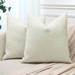 JOTOM Set of 2 Cushion Covers 40x40 cm Textured Boucle Cream Beige Decorative Throw Pillow Covers 16x16 Inch Square Cushion Case Home Decor Pillowcases for Couch Sofa Living Room Bed (Cream Beige)