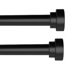 Black Curtain Rods for Windows 48 to 84 Inch, 5/8 Inch Small Curtain Rod, 2 Pack Metal Heavy Duty Curtain Rods, Simplicity Finials Drapery Rods, Single Window Curtain Rod 28-88"(4-7.5ft)