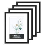 CORE ART 12x16 Frame, Black Picture Frames 8x12 with Mat or 12 x 16 without Mat, Wall Mount Gallery Poster Photo Frame Set of 4