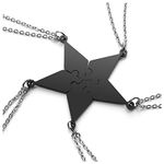 PiercingJ Personalized Engraved Custom 5 Pieces Best Friends BFF Family Puzzle Necklaces Stainless Steel Pentagram Star Friendship Matching Jigsaw Pendant Chain for Women Sisters Gift, Metal