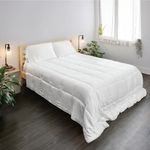 Bamboo Bay All Season Queen Comforter - 100% Organic Bamboo Comforter Queen Size - Duvet Insert Queen with Corner Tabs - Quilted Down Alternative Cooling Comforter Queen - 90 x 94 Inch - White