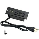 Desktop Power bar with 2 Outlets 2 USB 2.1A Insert Mounting Good for Tabletop Sofa Cabinet Nightstand