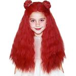 Kids Red Rise Wig Long Curly Red Rise Wigs for Girls Toddler, Red Rise Costume Wig Synthetic Fiber Hair Red Wig for Halloween Party