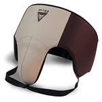 Mytra Fusion Groin Guard Boxing Groin Guard for MMA, Muay Thai, Kickboxing and Martial Arts Abdominal Protector for Training, Sparring, Grappling, Taekwondo and Fighting (Brown/Beige, S/M)