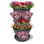 SunVara Vertical Gardening Stackable Planter Strawberry Planter Tower 5 Tier Herb Garden Planter Outdoor Herb Planter Outdoor Vertical Planter Garden Tower Stackable Planters Vertical Garden