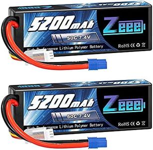 Zeee 2S Lipo Battery 5200mAh 7.4V 50C Hard Case Battery with EC3 Plug Compatible with 1/8 1/10 RC Car RC Evader BX Car Truck Truggy Buggy Tank Helicopter Airplane Car Racing (2 Pack)