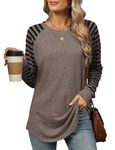 Akiooue Loose Tops for Women Uk, Free People Look Alike Long Sleeve Loose Fit Plus Size Shirts Elegant Curved Hem Ladies Holiday Clothes Coffee X-Large