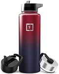 IRON °FLASK Sports Water Bottle - 40 Oz 3 Lids (Straw Lid), Leak Proof - Stainless Steel Gym & Sport Bottles for Men, Women & Kids - Double Walled, Insulated Thermos, Metal Canteen