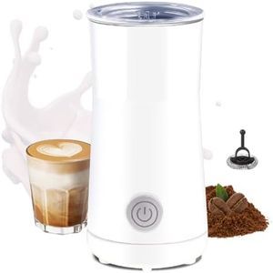 Huogary Milk Forther Simple Milk Frother and Steamer 2-in-1 Milk Steamer with Hot Milk Foam and Hot Milk for Latte, Macchiato, Cappuccinos (White)