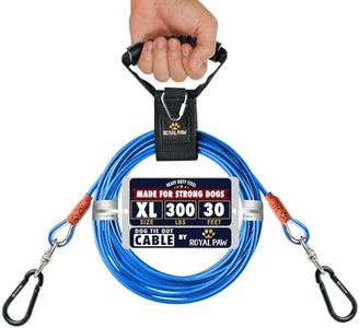 ROYAL PAW Dog Tie Out Cable - Tie Out Cable for Dogs (up to 300 lbs) - Use Dog Tie-Outs & Stakes for Outside - Best Heavy Duty Dog Leash for Large Dogs (30ft - Blue Cobalt)