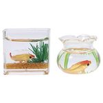 NUOBESTY 2pcs Miniature Fish Bowl 1: 12 Dollhouse Goldfish Tank Mini Dollhouse Glass Fish Tank Desktop Ornament Decoration for Dollhouse Accessories