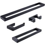 Lairuier 4-Piece Bathroom Hardware Accessories Set Matte Black Towel Bar Sets Stainless Steel Wall Mounted Towel Rack Set Include Towel Bar,Hand Towel Holder,Toilet Paper Holder,Robe Hook.