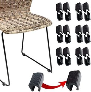 Rectangle Shaped Chair Leg Tips Caps with Felt Pads,Furniture Feet Protectors Slide Smoothly No Scratches No Noise Protect Hardwood Floors, Fit Diameter 14mm Metal Furniture Leg (Black 24 Pack)