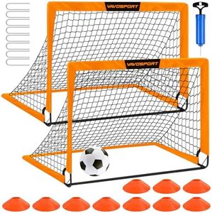 Kids Soccer Goals for Backyard Set - 2 of 4' x 3' Portable Soccer Goal Training Equipment, Pop Up Toddler Soccer Net with Soccer Ball, Soccer Set for Kids and Youth Games, Sports (Orange)
