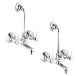 Sigma Brass Wall Mixer with L Bend Pipe and Provision for Over Head Shower and 125mm Long Bend Pipe Pack of 2