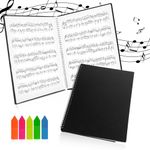 AUAUY Music Sheet Folder, A4 60pages Storage Documents Holder Bag with 1 Pack of Sticky Notes, Waterproof Loose Leaf Transparent, Blank Plastic Concert Choral Music File Folder for Musicians and Band