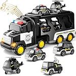 Doloowee Police Truck Toys Toddlers 3 4 5 6 Years Old, 5 in 1 Truck Friction Power Toy Car Christmas Birthday Gifts for Boys & Girls 3-5