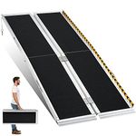 HABUTWAY 6ft Wheelchair Ramp, Portable Wheelchair Ramp with Support Legs, Double Non-skid Ramp Hold Up to 800Lbs, Threshold Ramp for Home,Stairs, Curbs,Steps,Doorway