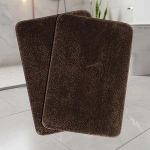 SARAL Home Microfiber Solid Rectangle Anti-Skid Bath Mats|Soft & Super Absorbent Mats for Shower|Washable, Non-Slip & Quick-Drying Mats for Kitchen Bathroom|Set of 2 (Brown, 50X80 cm)